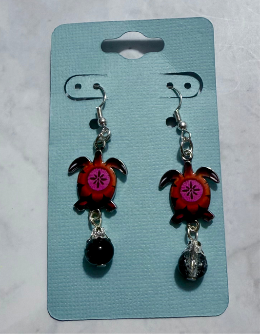 Black/Orange/Pink Turtle Dangle