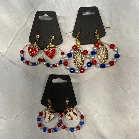 Hand Beaded Sports Stud Dangle Earring