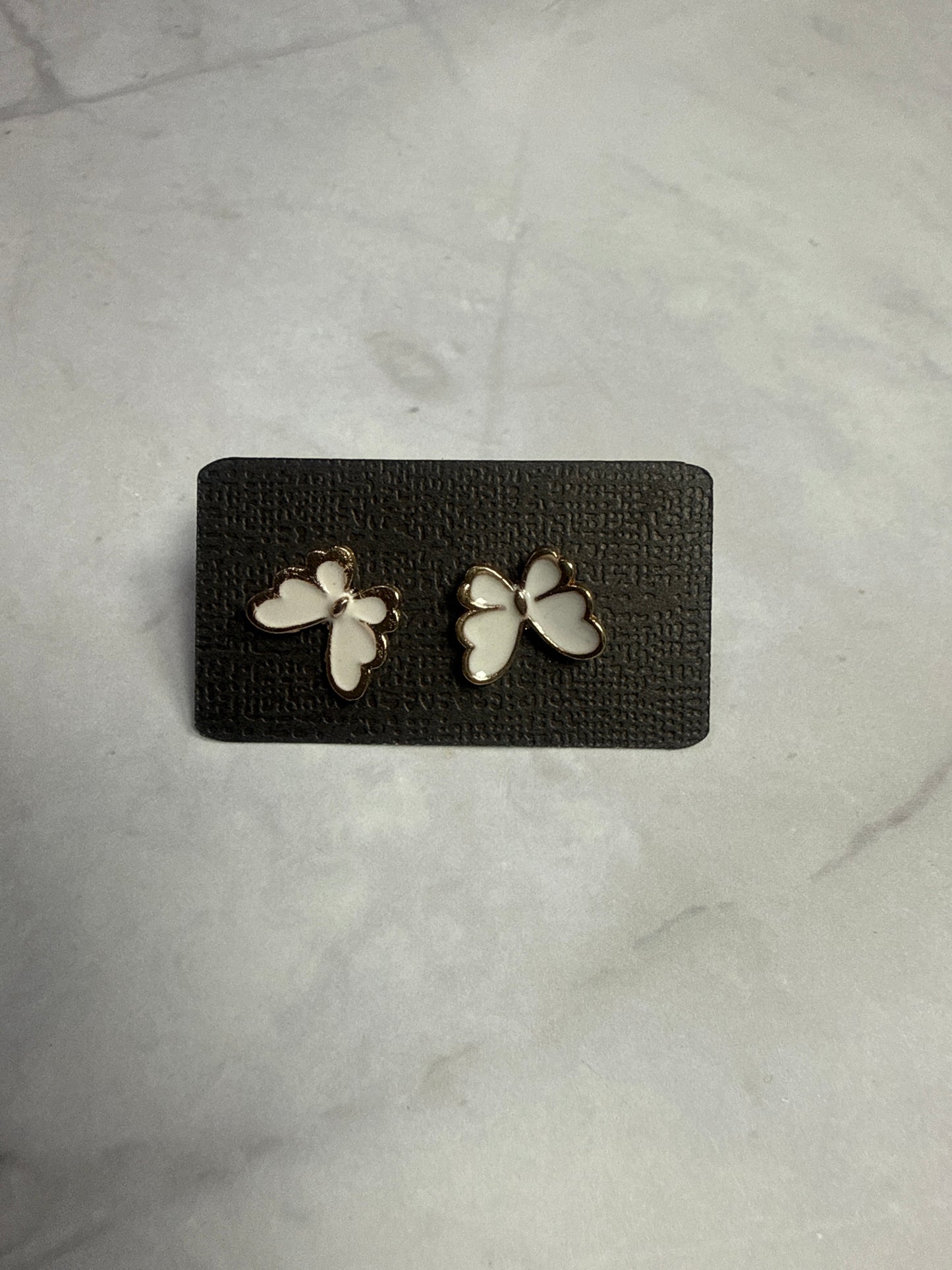 White Butterfly Stud Earrings