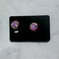 Purple Druzy CLIP ON Stud Earringt