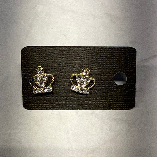 Gold Crown Stud Earring