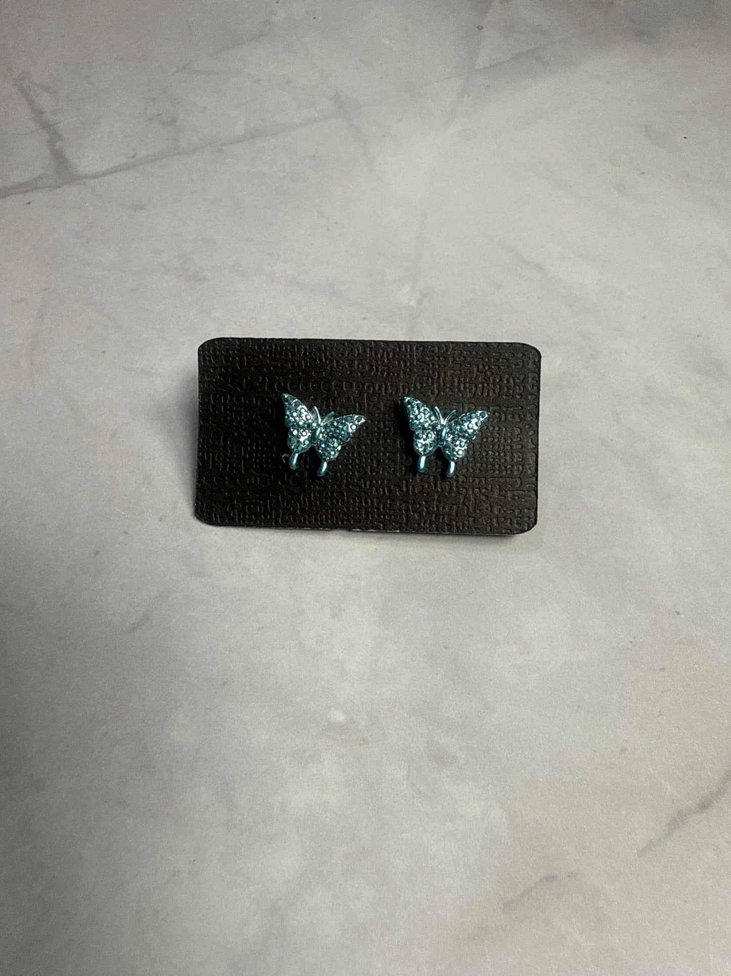 Blue Butterfly Druzy Stud Earrings