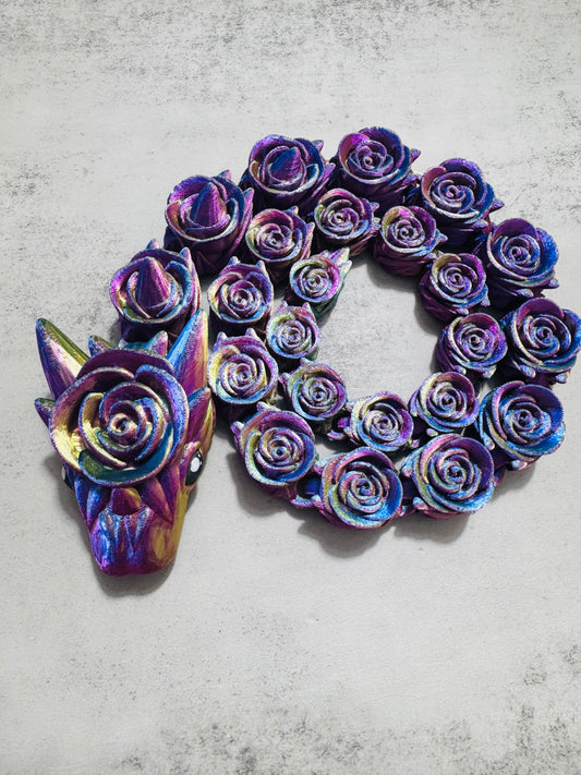 3D printed Rose Snake dark rainbow