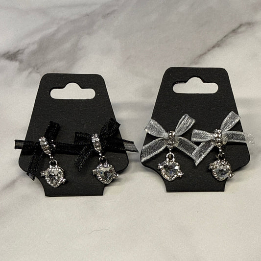 Bow Heart Stud Dangle Earring