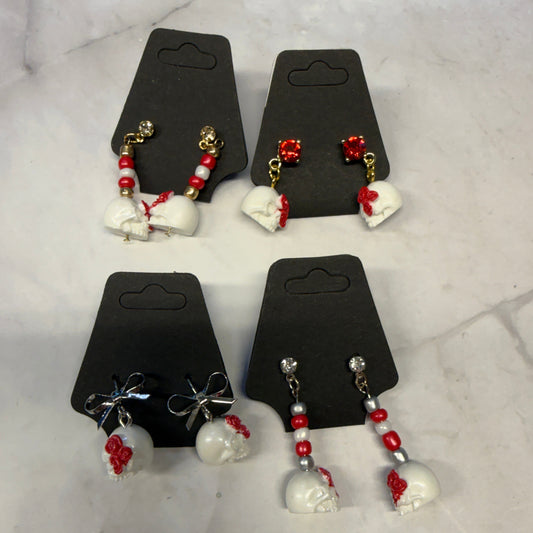 Floral Skull Stud Dangle Earring