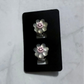 Grey/ Pink Glow Flower CLIP ON Stud Earring