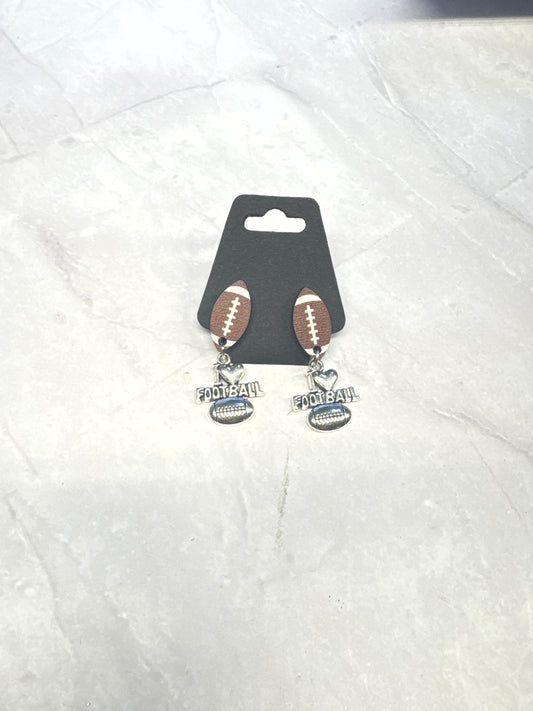 I Heart Football Dangle Earring