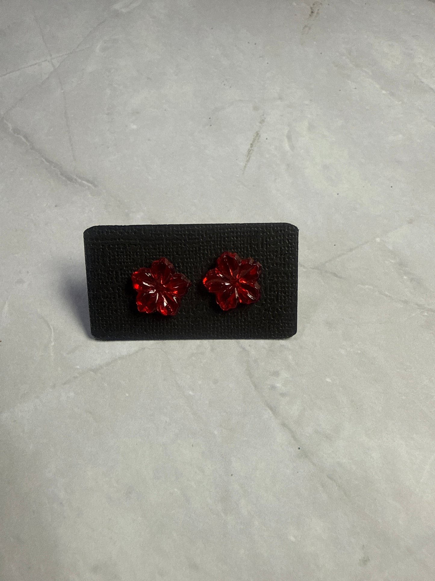 Red Crystal Flower Stud Earring