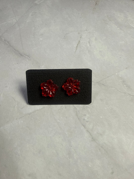 Red Crystal Flower Stud Earring