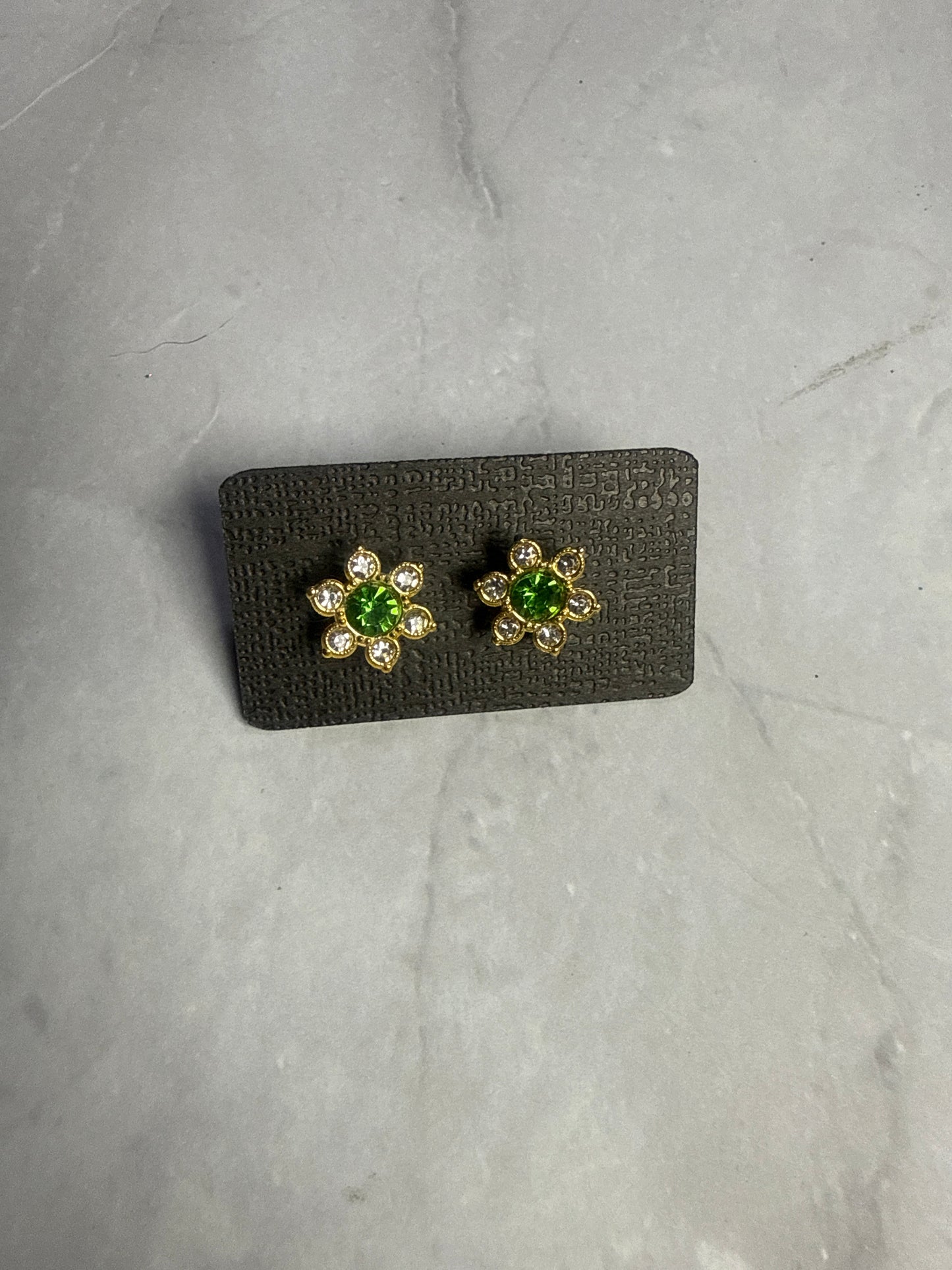 Light Green and Clear Flower Stud Earring