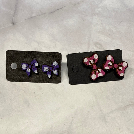 Hand Painted Bow Stud Earring