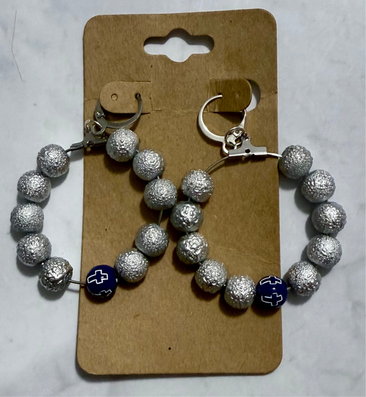 Silver/Blue Cross Dangle