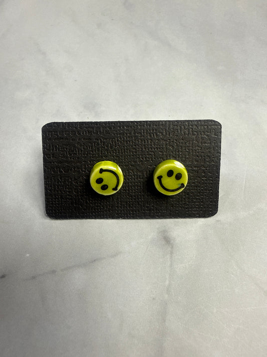 Green Smiley Stud Earrings
