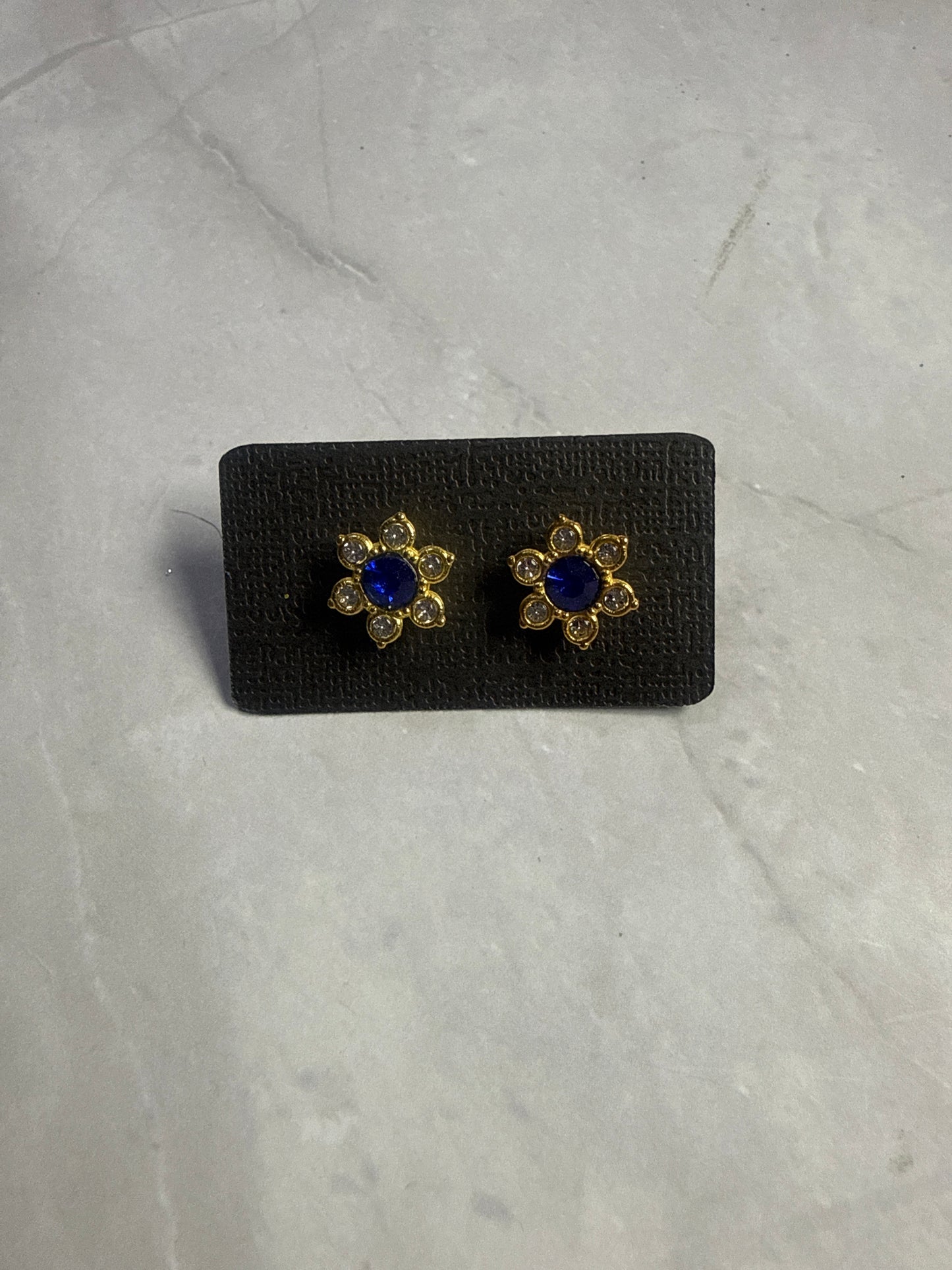 Blue and Clear Flower Stud Earring