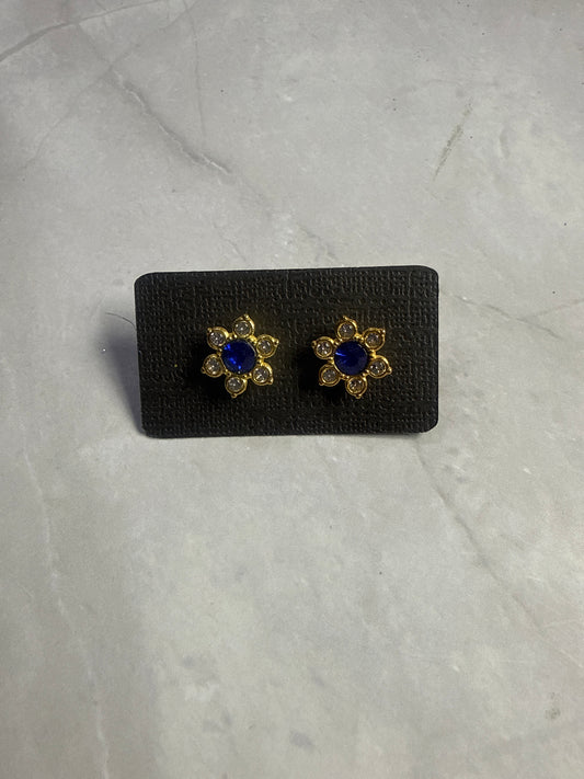 Blue and Clear Flower Stud Earring