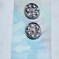 Grey Rhinestone Flower Stud Earring