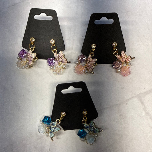 Floral Butterfly Stud Dangle Earring