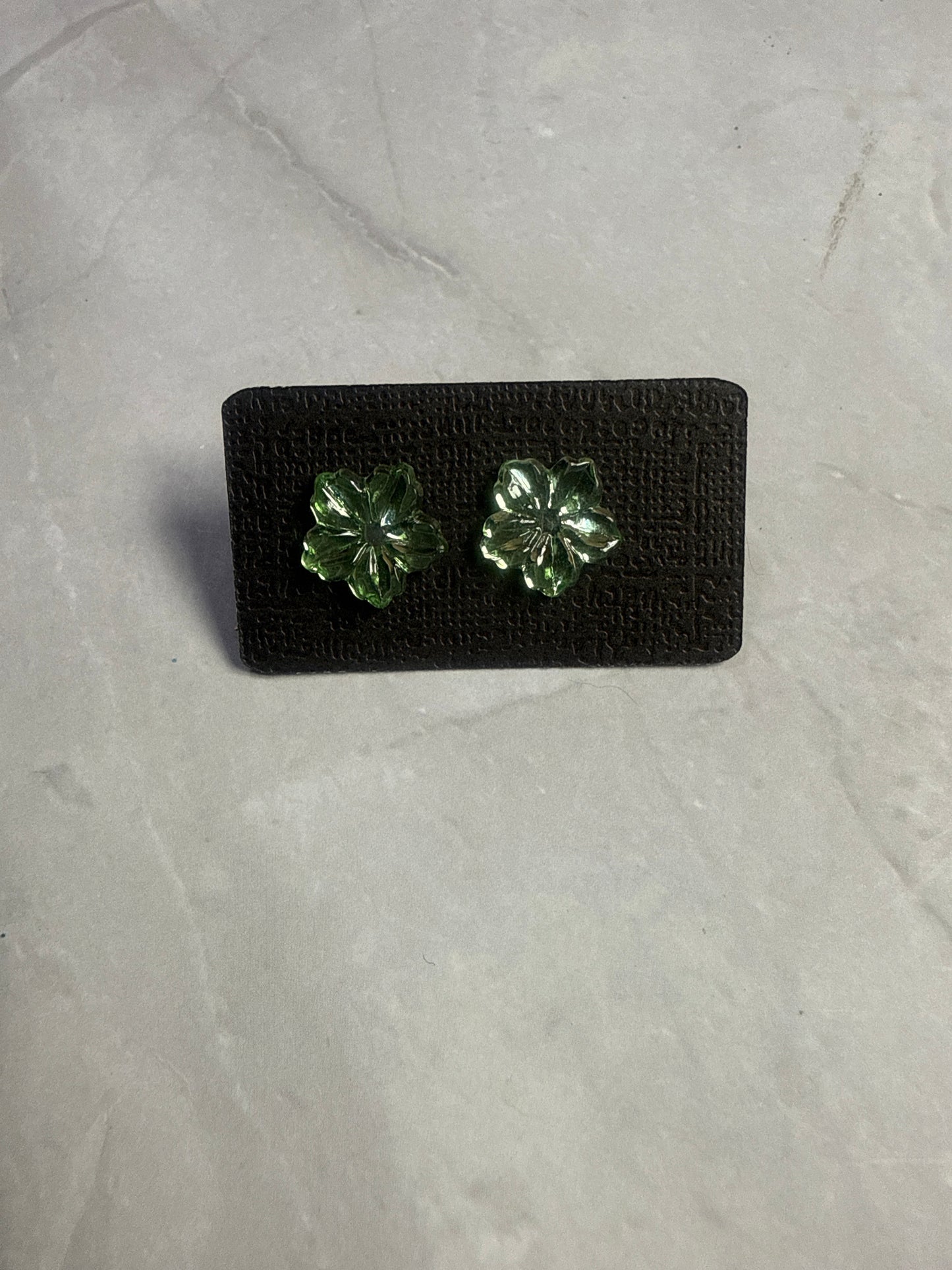 Light Green Crystal Flower Stud Earring