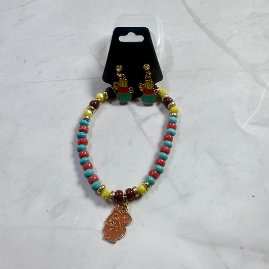 Stacked Pumpkin Bracelet and Earring Set