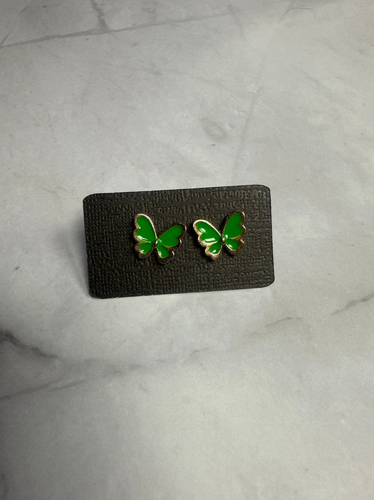 Green Butterfly Stud Earrings