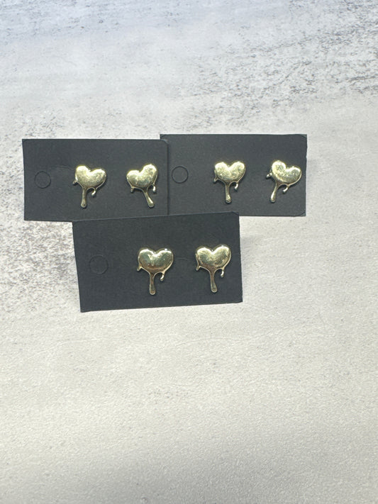 Gold Drippy Heart Stud Earring