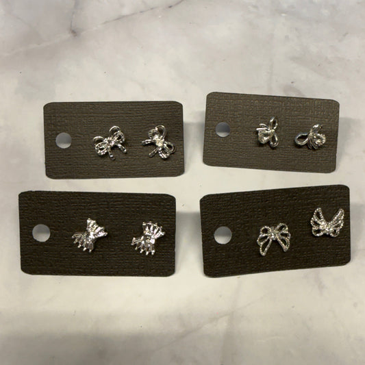 Silver Bow Stud Earring