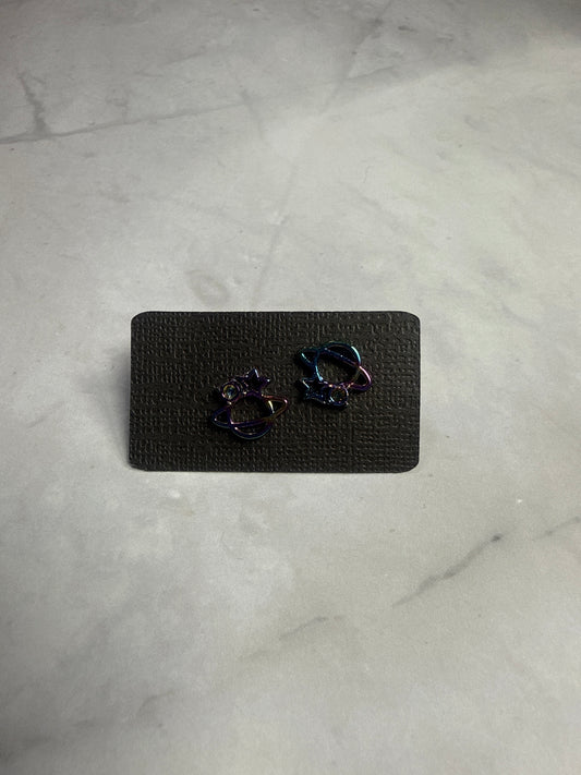 Rainbow star and Planet Stud Earrings