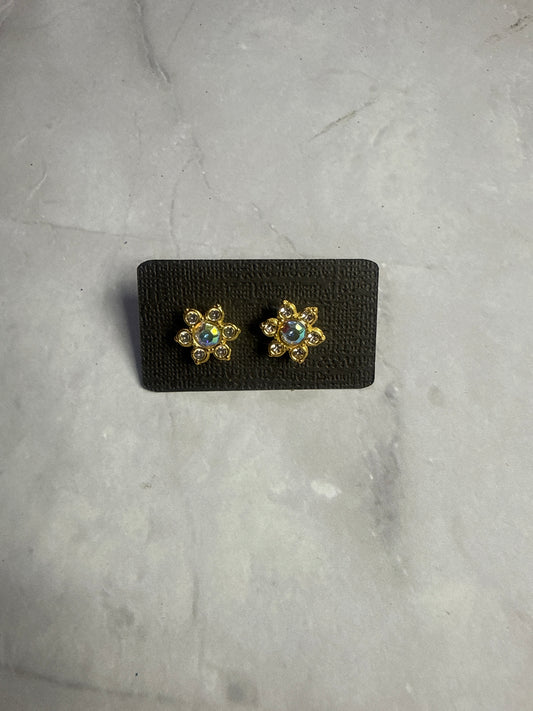 Clear AB and Clear Flower Stud Earring