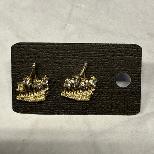 Gold CZ Stud Earring