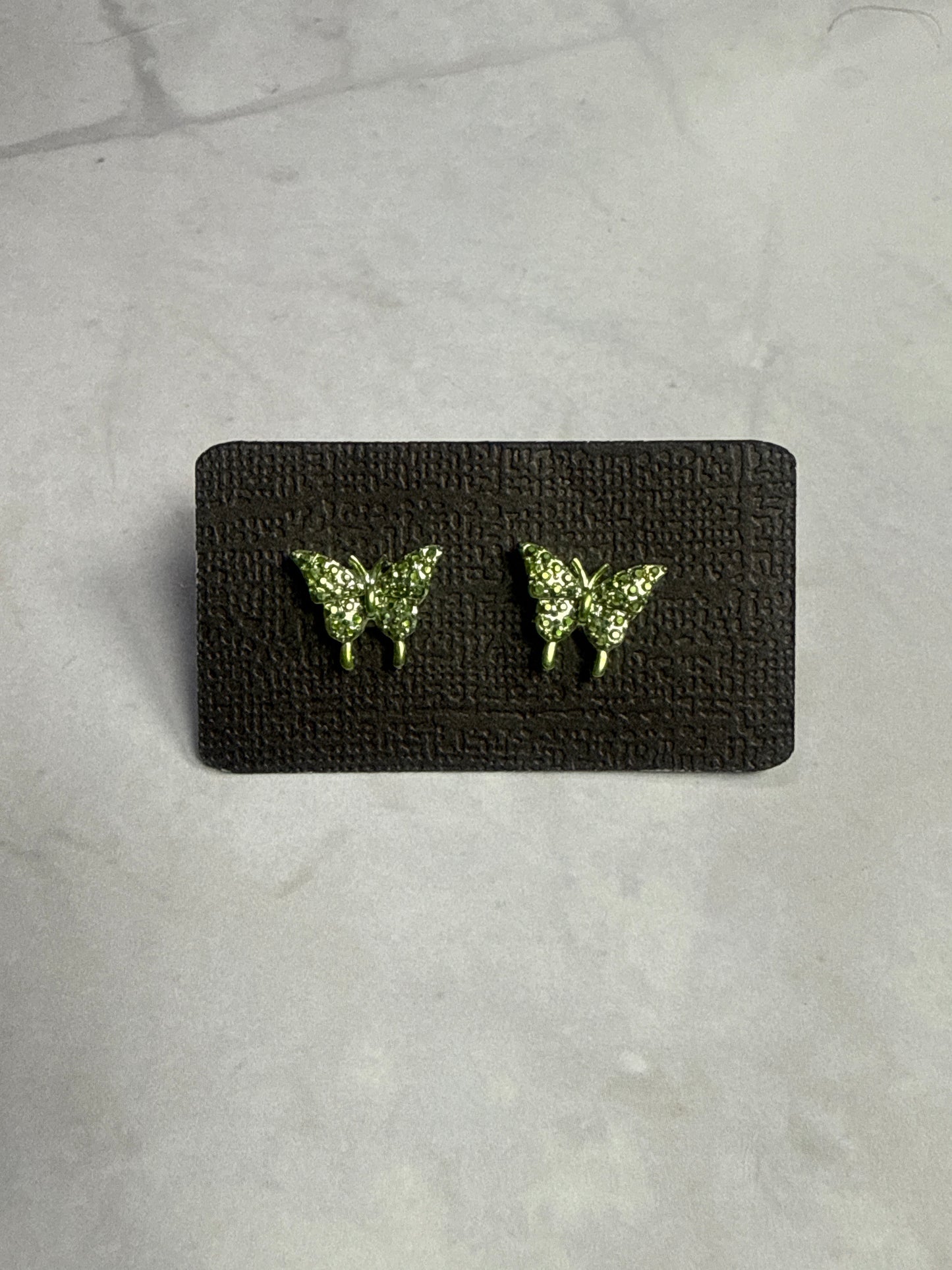 Green Butterfly Druzy Stud Earrings