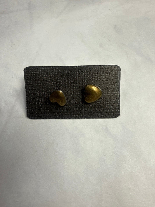 Bronze Heart Stud Earrings