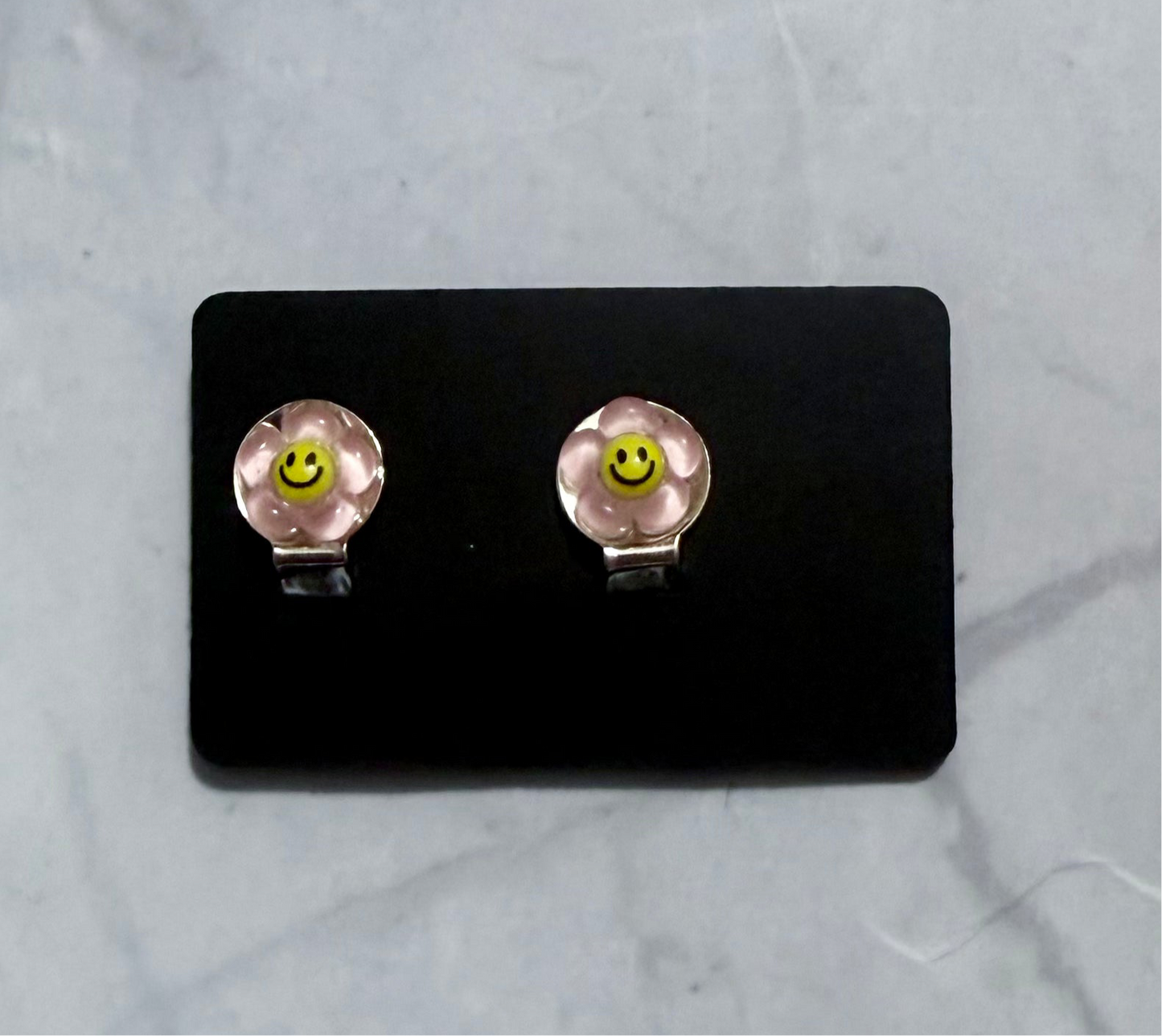 Peach Flower CLIP ON Stud Earring