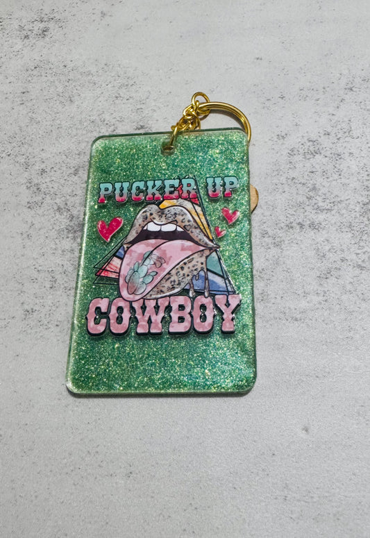 Puckerup Cowboy Resin Keychain