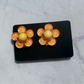 Orange Flower CLIP ON Stud Earring