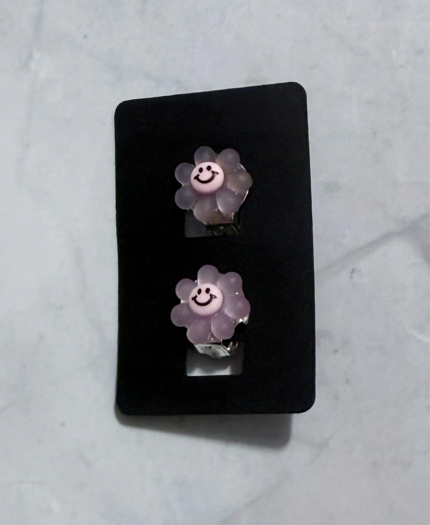 Light Purple Glow Flower CLIP ON Stud Earring