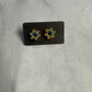 Dark Aqua and Clear Flower Stud Earring