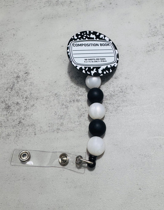 Composition Note Book Badge Reel Clip
