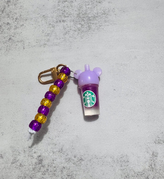 Purple coffee  beaded Keychain