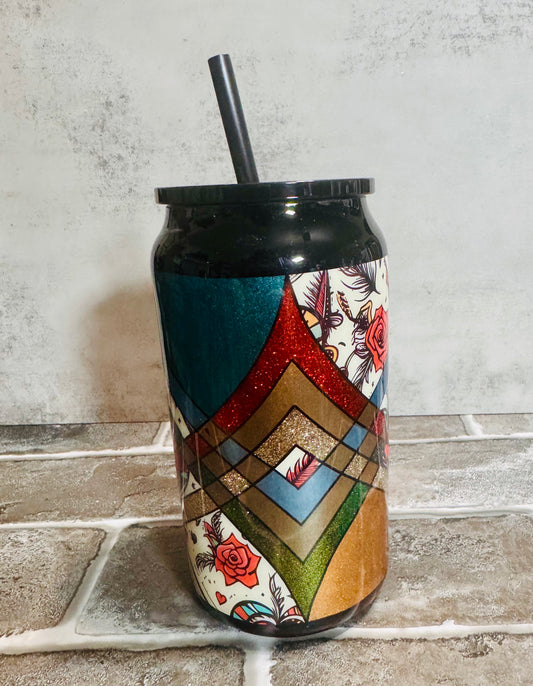Retro Tattoo Heart Template Tumbler 16oz Libby Gecko Version