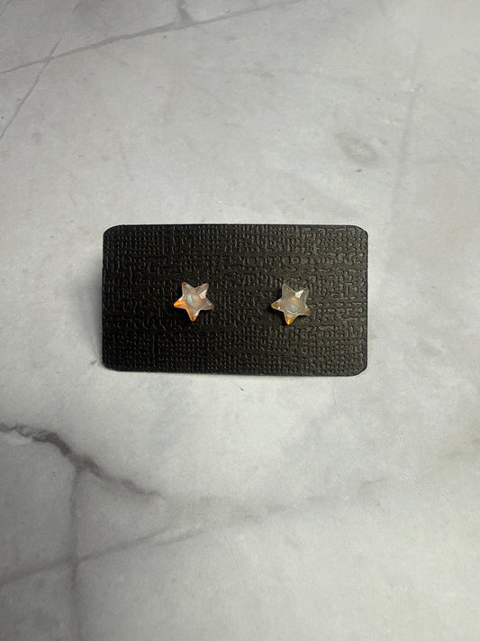 Yellow Iridescent Star Stud Earrings