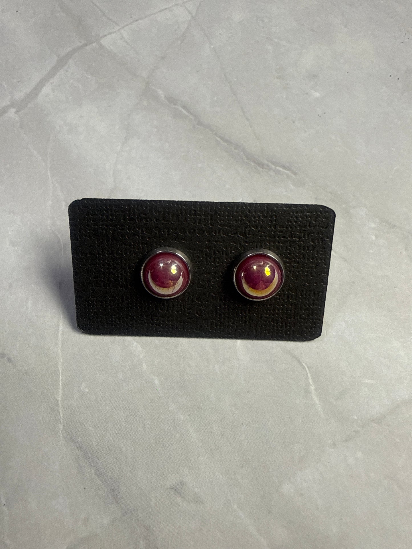 Dark Pink AB Stud Earrings