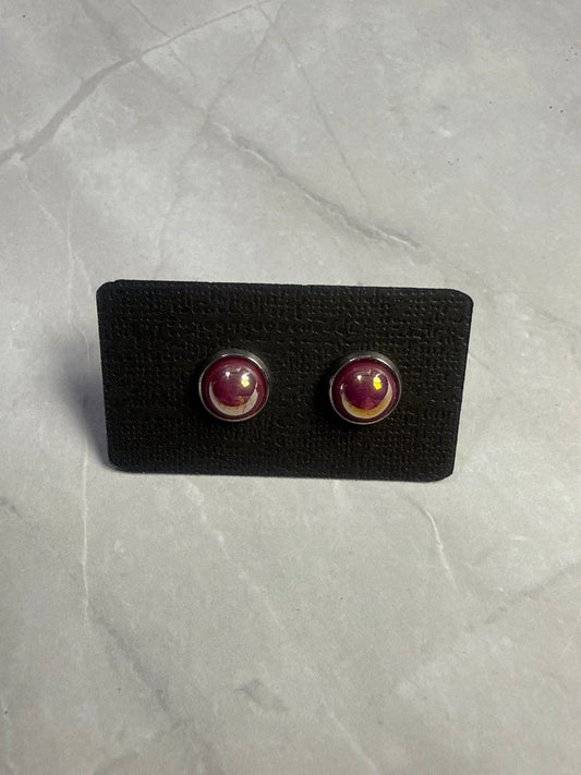 Dark Pink AB Stud Earrings