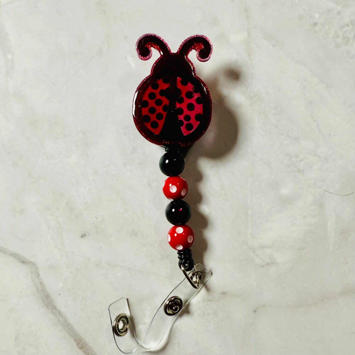 Lady Bug Badge Reel Clip