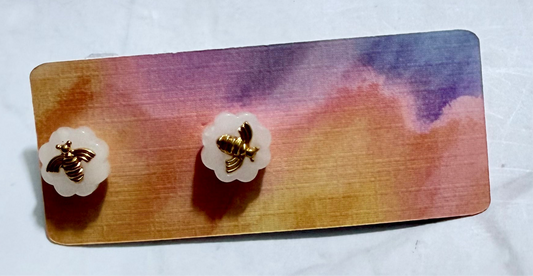 White Bee Stud Earring