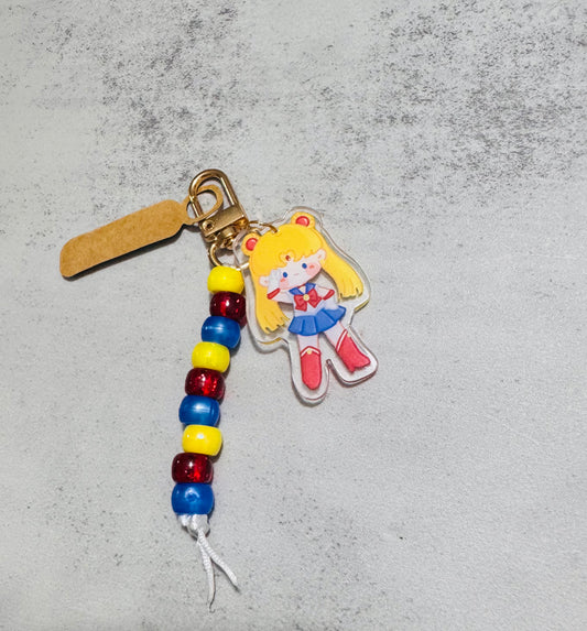 Girl Moon v2 beaded Keychain