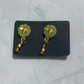 Green Gemstone Bee CLIP ON Dangle Earring