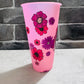 24 ounce cold cup- purple and pink floral