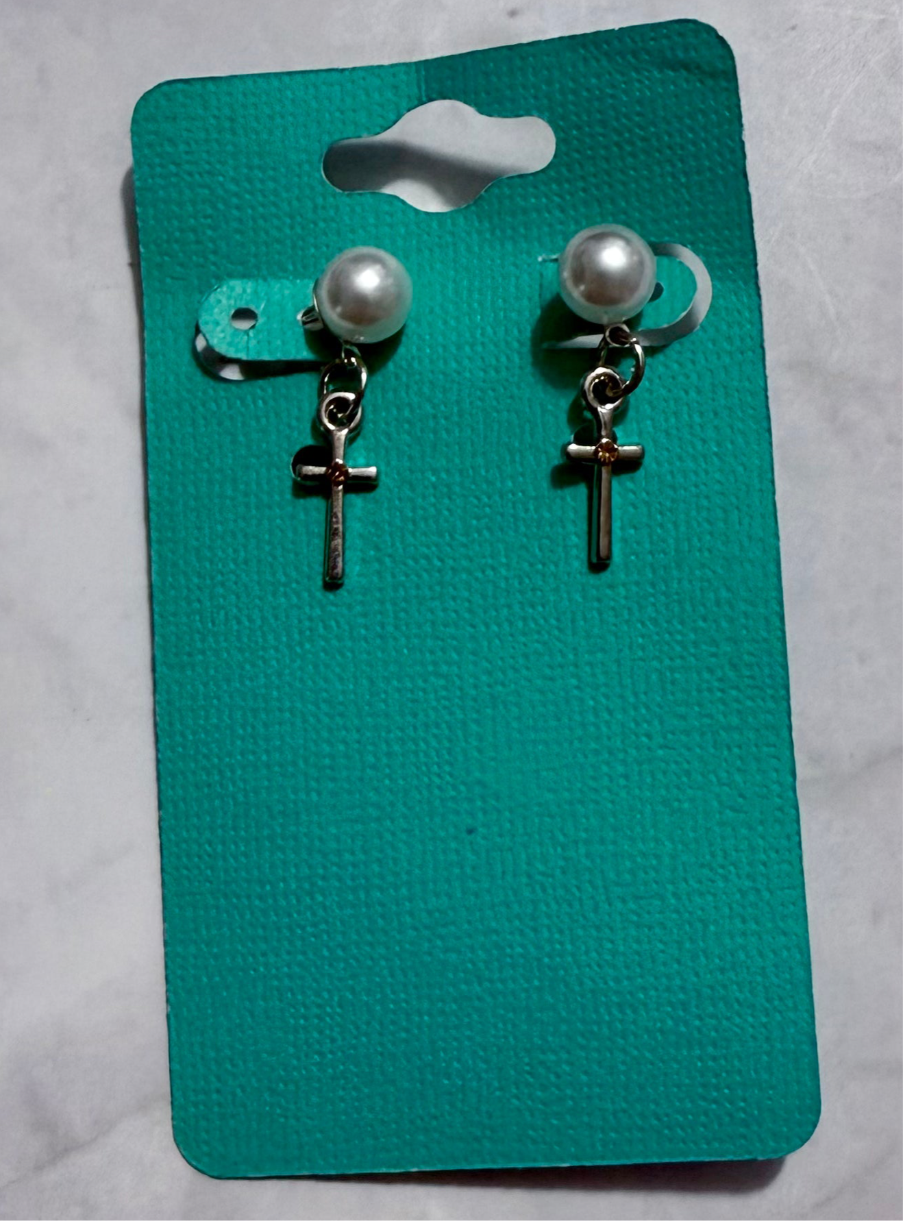Pink Rhinestone Cross Dangle