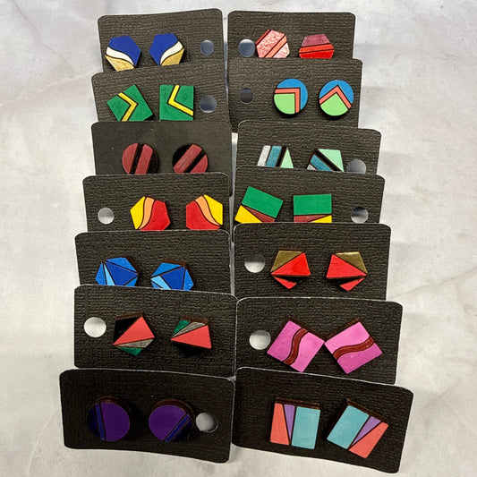 Hand Painted Abstract Stud Earring