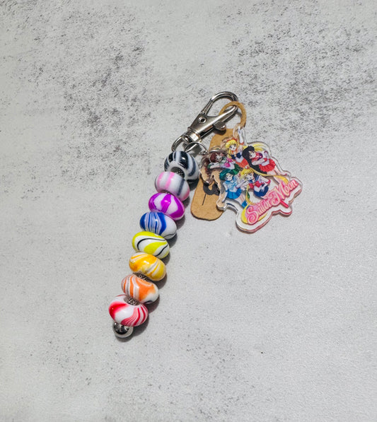 Girl Moon  beaded Keychain